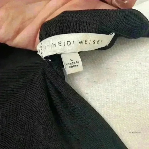 Heidi Wiesel Black Body con cold shoulder MIDI length Dress Size Large - Picture 6 of 6